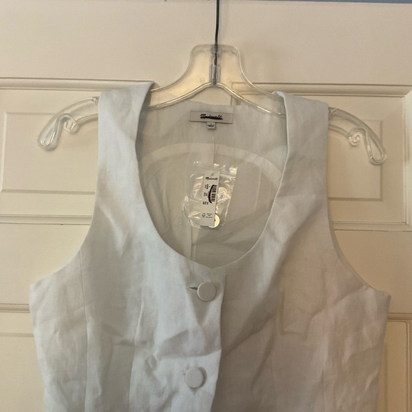 Madewell 100% Linen Scoopneck Cutaway Vest Top Salt White Size 4 NWT - Picture 6 of 10